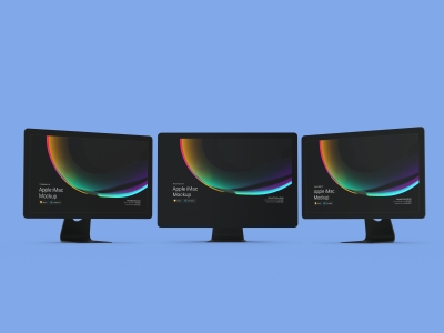 电脑网页展示效果图iMac贴图样机办公场景设计素材智能对象UI演示