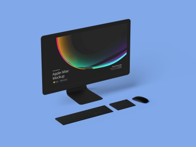 电脑网页展示效果图iMac贴图样机办公场景设计素材智能对象UI演示