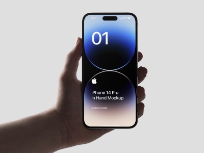 手持iphone14pro手机屏幕界面UI展示场景样机智能贴图PSD设计素材