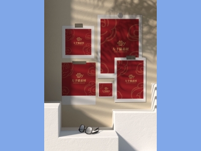 中国风新年文创样机套装包装贴图组合毕设作品产品效果图展示PSD设计素材