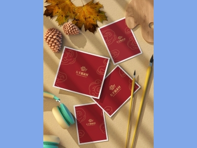 中国风新年文创样机套装包装贴图组合毕设作品产品效果图展示PSD设计素材相片纸