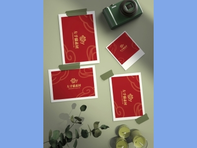 中国风新年文创样机套装包装贴图组合毕设作品产品效果图展示PSD设计素材相片纸
