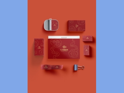 中国风新年文创样机套装包装贴图组合毕设作品产品效果图展示PSD设计素材礼品套装