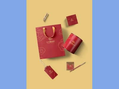 中国风新年文创样机套装包装贴图组合毕设作品产品效果图展示PSD设计素材礼品套装