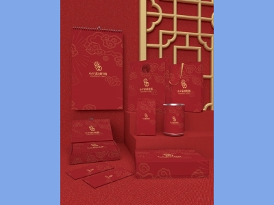 中国风新年文创样机套装包装贴图组合毕设作品产品效果图展示PSD设计素材礼品