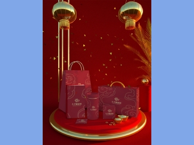 中国风新年文创样机套装包装贴图组合毕设作品产品效果图展示PSD设计素材礼盒礼品