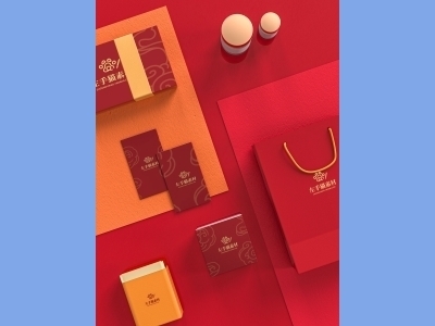 中国风新年文创样机套装包装贴图组合毕设作品产品效果图展示PSD设计素材