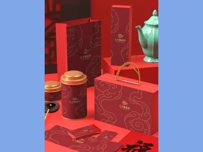 中国风新年文创样机套装包装贴图组合毕设作品产品效果图展示PSD设计素材礼盒