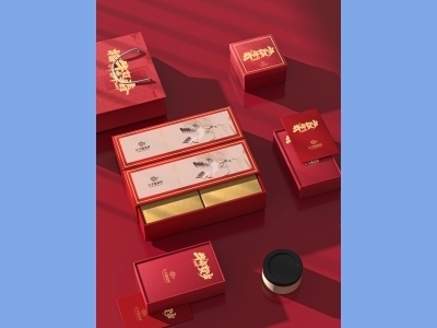 中国风新年文创样机套装包装贴图组合毕设作品产品效果图展示PSD设计素材礼盒