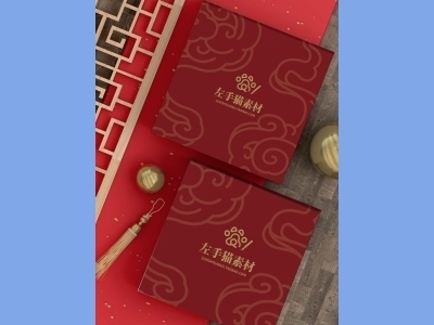 中国风新年文创样机套装包装贴图组合毕设作品产品效果图展示PSD设计素材礼盒