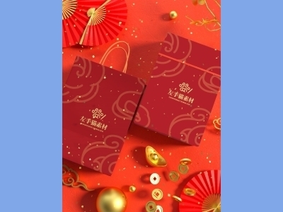 中国风新年文创样机套装包装贴图组合毕设作品产品效果图展示PSD设计素材