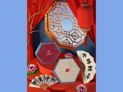 中国风新年文创样机套装包装贴图组合毕设作品产品效果图展示PSD设计素材礼盒