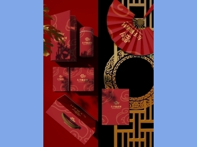 中国风新年文创样机套装包装贴图组合毕设作品产品效果图展示PSD设计素材