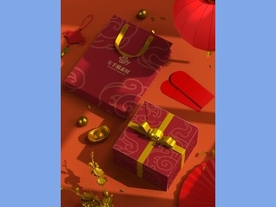 中国风新年文创样机套装包装贴图组合毕设作品产品效果图展示PSD设计素材