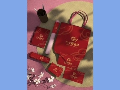 中国风新年文创样机套装包装贴图组合毕设作品产品效果图展示PSD设计素材手提袋