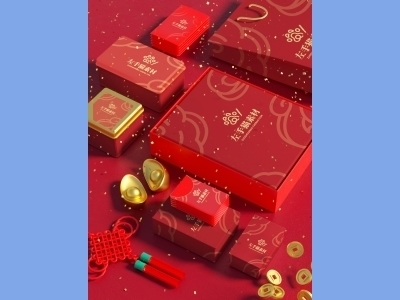 中国风新年文创样机套装包装贴图组合毕设作品产品效果图展示PSD设计素材