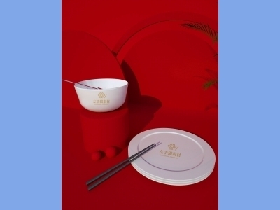中国风新年文创样机套装包装贴图组合毕设作品产品效果图展示PSD设计素材碗盘