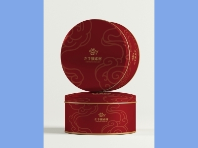 中国风新年文创样机套装包装贴图组合毕设作品产品效果图展示PSD设计素材礼盒圆形礼盒铁盒