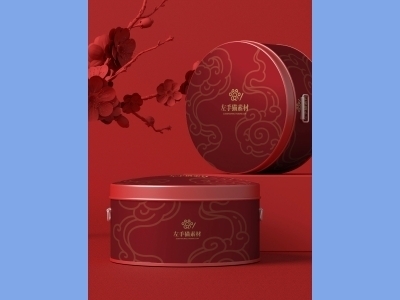 中国风新年文创样机套装包装贴图组合毕设作品产品效果图展示PSD设计素材礼盒圆形礼盒铁盒