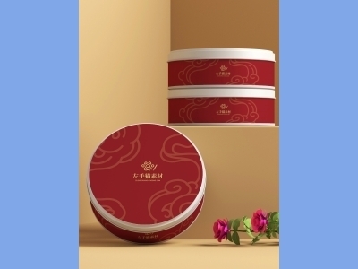 中国风新年文创样机套装包装贴图组合毕设作品产品效果图展示PSD设计素材礼盒圆形礼盒铁盒