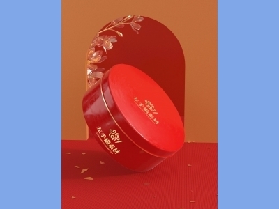 中国风新年文创样机套装包装贴图组合毕设作品产品效果图展示PSD设计素材圆形礼盒铁盒