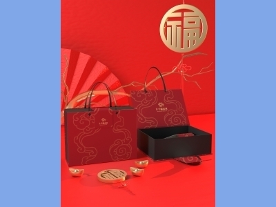 中国风新年文创样机套装包装贴图组合毕设作品产品效果图展示PSD设计素材礼盒