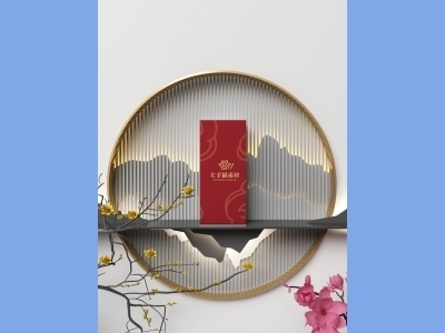 中国风新年文创样机套装包装贴图组合毕设作品产品效果图展示PSD设计素材礼盒