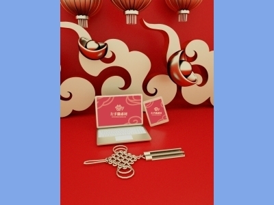 中国风新年文创样机套装包装贴图组合毕设作品产品效果图展示PSD设计素材笔记本电脑平板