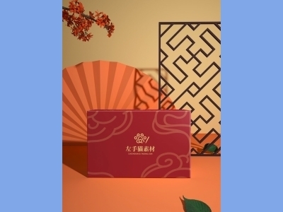 中国风新年文创样机套装包装贴图组合毕设作品产品效果图展示PSD设计素材