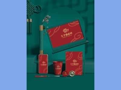 中国风新年文创样机套装包装贴图组合毕设作品产品效果图展示PSD设计素材