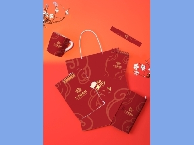 中国风新年文创样机套装包装贴图组合毕设作品产品效果图展示PSD手提袋