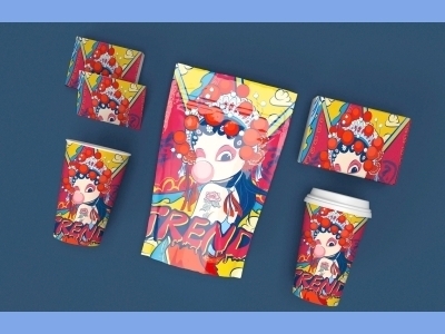 中国风新年文创样机套装包装贴图组合毕设作品产品效果图展示PSD自封袋水杯