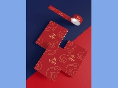 中国风新年文创样机套装包装贴图组合毕设作品产品效果图展示PSD胶带贺卡记事本