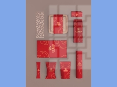中国风新年文创样机套装包装贴图组合毕设作品产品效果图展示PSD礼品茶叶手提袋包装盒