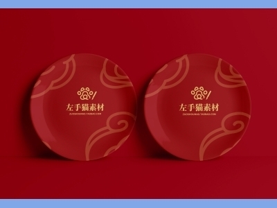 中国风新年文创样机套装包装贴图组合毕设作品产品效果图展示PSD盘子