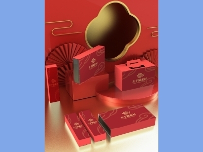 中国风新年文创样机套装包装贴图组合毕设作品产品效果图展示PSD礼盒