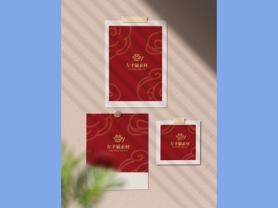 中国风新年文创样机套装包装贴图组合毕设作品产品效果图展示PSD纸张相片