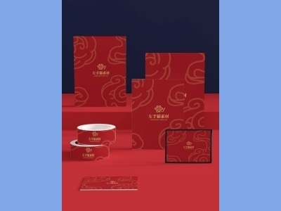 中国风新年文创样机套装包装贴图组合毕设作品产品效果图展示PSD礼盒胶带