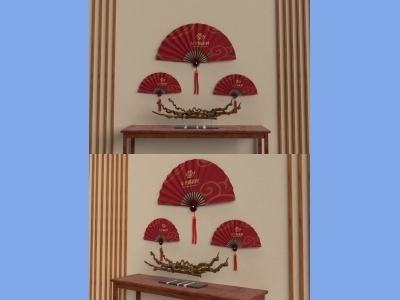 中国风新年文创样机套装包装贴图组合毕设作品产品效果图展示PSD扇子