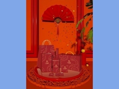 中国风新年文创样机套装包装贴图组合毕设作品产品效果图展示PSD礼盒