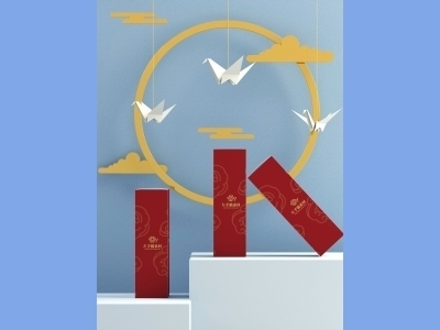 中国风新年文创样机套装包装贴图组合毕设作品产品效果图展示PSD礼盒盒子