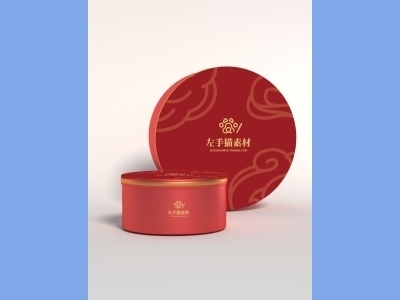 中国风新年文创样机套装包装贴图组合毕设作品产品效果图展示PSD礼盒盒子圆形包装盒铁盒