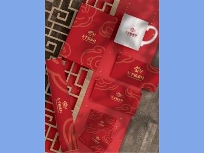中国风新年文创样机套装包装贴图组合毕设作品产品效果图展示PSD