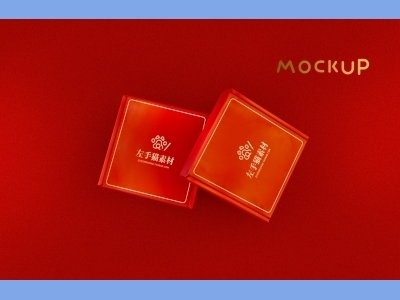 中国风新年文创样机套装包装贴图组合毕设作品产品效果图展示PSD礼盒盒子