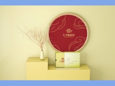 中国风新年文创样机套装包装贴图组合毕设作品产品效果图展示PSD礼盒相框