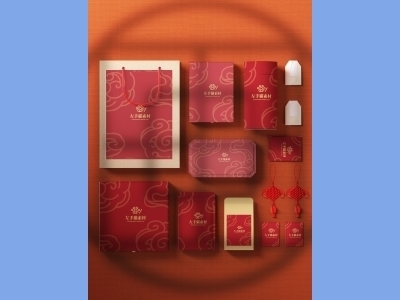 中国风新年文创样机套装包装贴图组合毕设作品产品效果图展示PSD礼盒