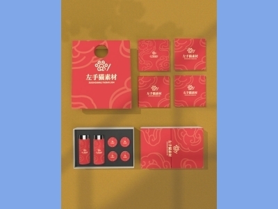 中国风新年文创样机套装包装贴图组合毕设作品产品效果图展示PSD礼盒