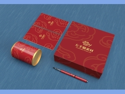 中国风新年文创样机套装包装贴图组合毕设作品产品效果图展示PSD礼盒