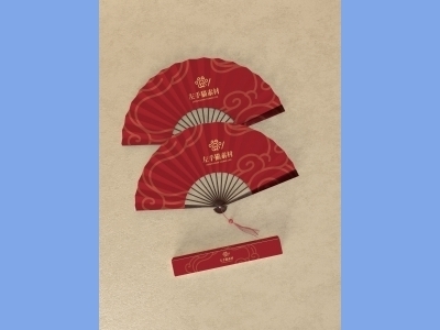 中国风新年文创样机套装包装贴图组合毕设作品产品效果图展示PSD扇子