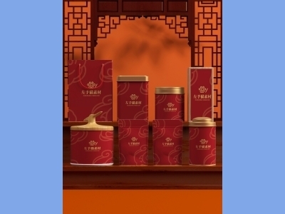 中国风新年文创样机套装包装贴图组合毕设作品产品效果图展示PSD礼盒茶叶盒罐子